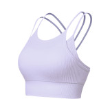 Women Thin Shoulder Straps Sports Running Yoga Fitness Sling Fake Two Pieces Tank Top