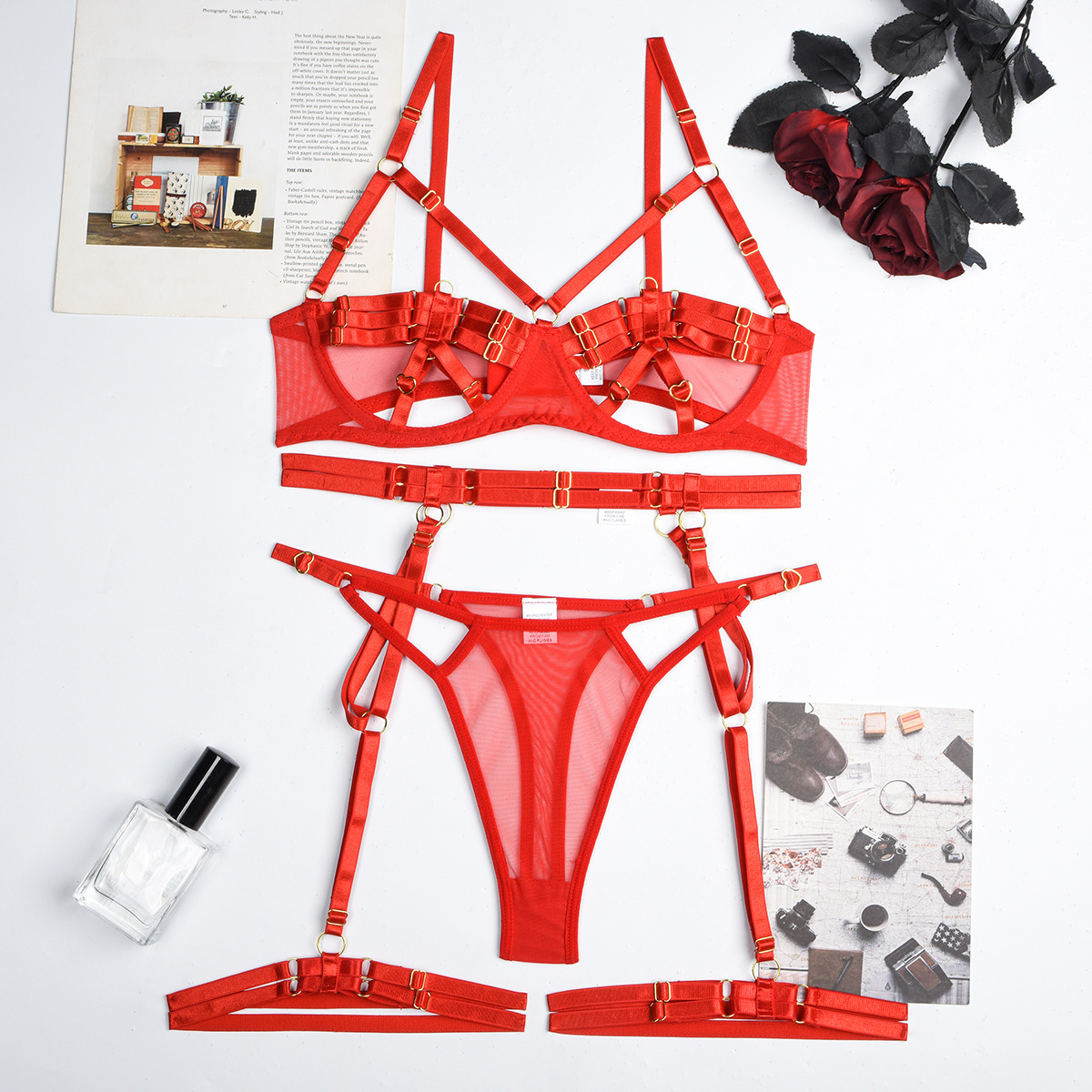 Women Hollow Sexy Lingerie Three-Piece - The Little Connection