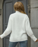 Autumn and winter women's pullover turtleneck plush sweater solid color knitting sweater