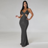 Women's Clothes Sexy Sling Mermaid Long Dress Hot Sequins Sexy Dress