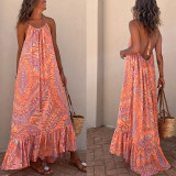 Summer Casual Chic Women's Print Maxi Sling Swing Dress