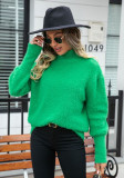 Autumn and winter women's pullover turtleneck plush sweater solid color knitting sweater