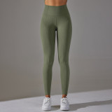 Seamless knitting little buttocks high waist belly yoga pants sports running fitness Cropped Pants