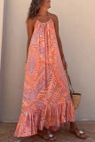 Summer Casual Chic Women's Print Maxi Sling Swing Dress
