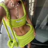 Summer Women's Sexy Casual Slim Knitting Top High Waist Bodycon Skirt Suit Women