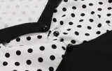 Plus Size Polka Dot Square Neck Vintage Slim Waist Short Sleeve High Waist Swing Dress