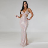 Women's Clothes Sexy Sling Mermaid Long Dress Hot Sequins Sexy Dress