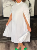 Women's Fashion Chic Elegant Cape Sleeve Loose Pleated Plus Size African Dress
