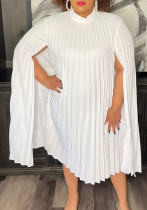 Women's Fashion Chic Elegant Cape Sleeve Loose Pleated Plus Size African Dress