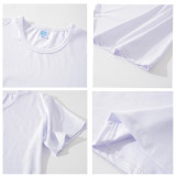 Parent-Child Round Neck Printed Short Sleeve White T-Shirt