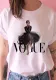 Parent-Child Round Neck Printed Short Sleeve White T-Shirt