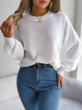 Wind Autumn Winter Casual Solid Color Long-Sleeved Knitting Pullover Sweater Women's Clothing