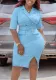 Plus Size Women's Turndown Collar Bodycon Slim Fit Slit Ol Professional African Dress