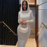 Women's Fall Fashion Slim Hooded Bodycon Slit Women's Dress
