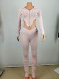 Women's Spring Fashion Set Long Sleeve Hoodie Cardigan Tight Fitting Pants Two-Piece Set