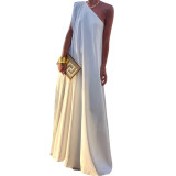Autumn Winter Women's Chic Fashion One Shoulder Formal Party Gown Long Dress