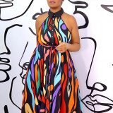 Plus Size Women's Sleeveless Print Maxi Dress
