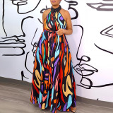 Plus Size Women's Sleeveless Print Maxi Dress