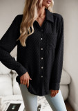 Solid Color Shirt Autumn Ladies Chic Career Jacquard Long Sleeve Shirt