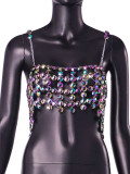 Women Summer Sexy Chain Jewel Backless Camisole