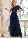 Elegant Evening Dress Sequin Plus Size Party Dress Mesh Swing Formal Party Maxi Dress