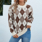 Women Loose Diamond Casual Knitting Sweater