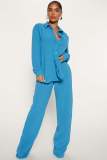 Women Casual Stretch Wash Ruffle Long Sleeve Top and Pant Two-Piece Set