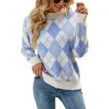 Women Loose Diamond Casual Knitting Sweater
