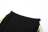 Summer women's sexy hollow knitting tie top high waist Bodycon skirt set