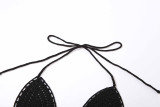 Summer women's sexy hollow knitting tie top high waist Bodycon skirt set