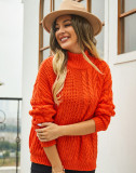 Autumn and winter sweater women's twist knitting shirt Plus Size loose half turtleneck sweater