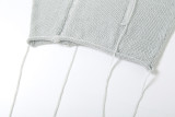 Summer Women's Sexy Printed Knitting Crop Hooded Top High Waist Bodycon Skirt Set