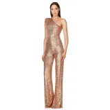 Women's Sleeveless One Shoulder Low Back Sequined Jumpsuit