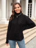 Autumn and winter sweater women's twist knitting shirt Plus Size loose half turtleneck sweater
