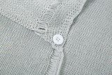 Summer Women's Sexy Printed Knitting Crop Hooded Top High Waist Bodycon Skirt Set