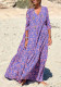 Women's Early Autumn Fashion V-Neck Print Casual Beach Swing Dress