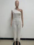 Women's Sleeveless One Shoulder Low Back Sequined Jumpsuit