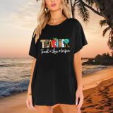 Dropped Shoulders Teach Love Loose Graphic Ladies T-Shirt