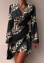 Trendy digitale print chique jurk lange mouw casual mode maxi-jurk