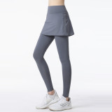 Plus Size Fake Two-Piece Sports Pants Women's High Waist Anti-Steal Running Fitness Dance Anti-Steal Yoga Tight Fitting Pants