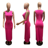 WomenKnittingSleeveless Slit Maxi Dress