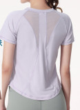 Women Summer Round Neck Breathable Short Sleeve Running Mesh Sports T-Shirt