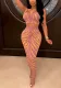 Women Sexy Print Zippered Crop Top and Skirt Two-Piece Set