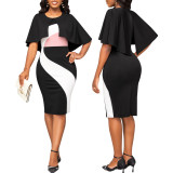 Sexy Fashion Digital Printing Short Sleeve Round Neck Women's Dress