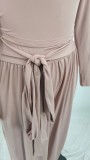 Women's Clothing Solid Color Knitting Tie Wide-Leg Women's Two-Piece Pants Set
