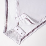 Women's Summer Casual Mosaic Print Round Neck Long Sleeve Slim Fit Bodysuit