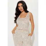 Autumn Winter Women's Fashion Sequin Sexy Sleeveless Fashion Slim Jumpsuit