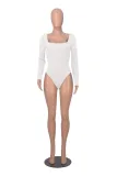 Fall Women's Casual Ribbed Basic Top Solid Color Long Sleeve Tight Fitting Jumpsuit