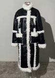 Australisch lang katoenen damesjack winterbont en kleurcontrast patchwork lamswollen jas voor dames