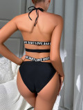 Erotic Lingerie Sexy Women's Cutout Halter Neck Bra Panty Letter Sexy Set